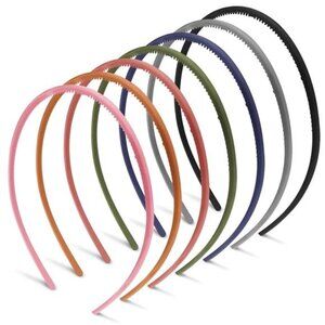 7-Pack Skinny Headbands with Teeth – No-Slip Thin Plastic Hair Bands (4mm)